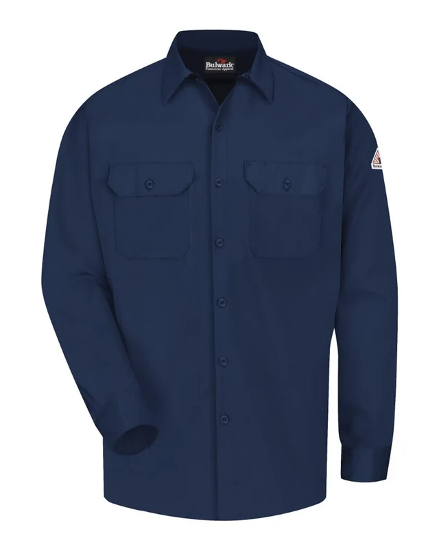 Bulwark SLW2 Work Shirt - EXCEL FR ComforTouch - Navy Blue-Navy / Adult 3XL