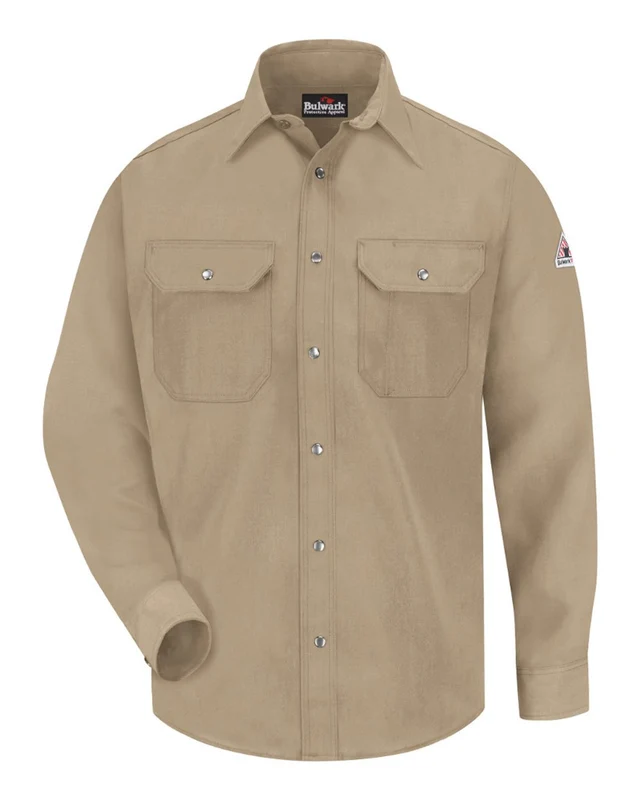 Bulwark SNS2T Snap-Front Uniform Shirt - Nomex IIIA - 4.5 oz. - Tall Sizes - Tan Brown-Light / Adult 2XL Tall