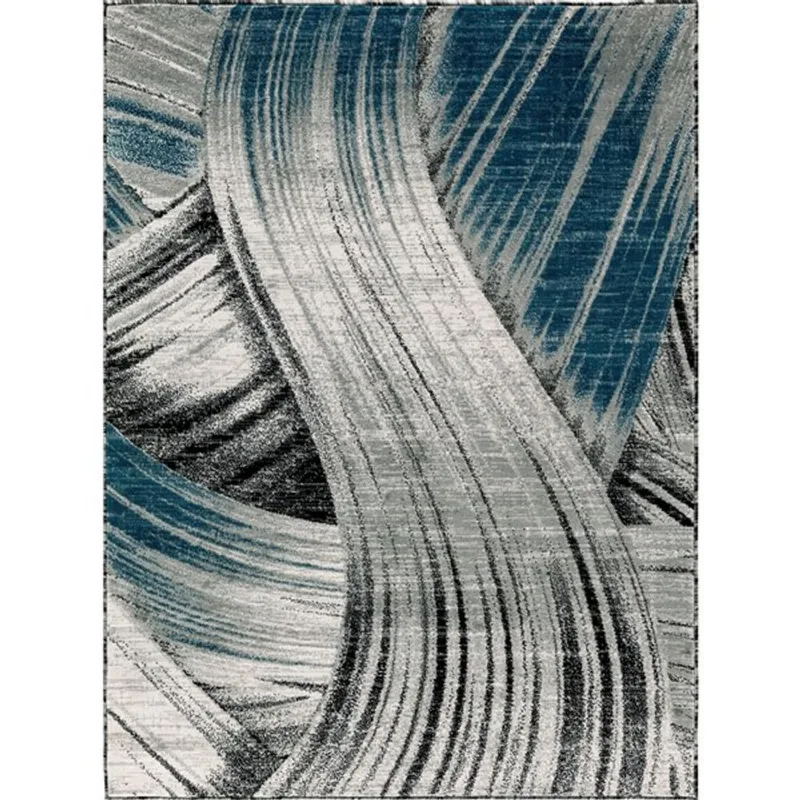 Segma Luminance 2-ft x 8-ft Evelyn Grey and Dark Blue Area Rug