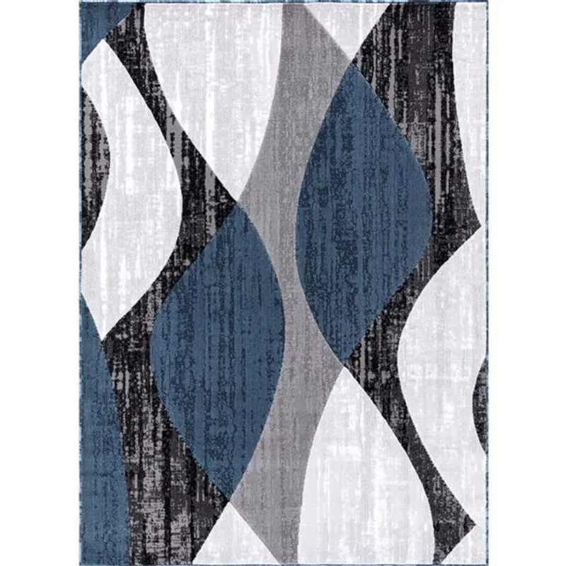 Segma Whirlblue Area Rug - 5-ft x 8-ft - Polypropylene - Gray/Blue