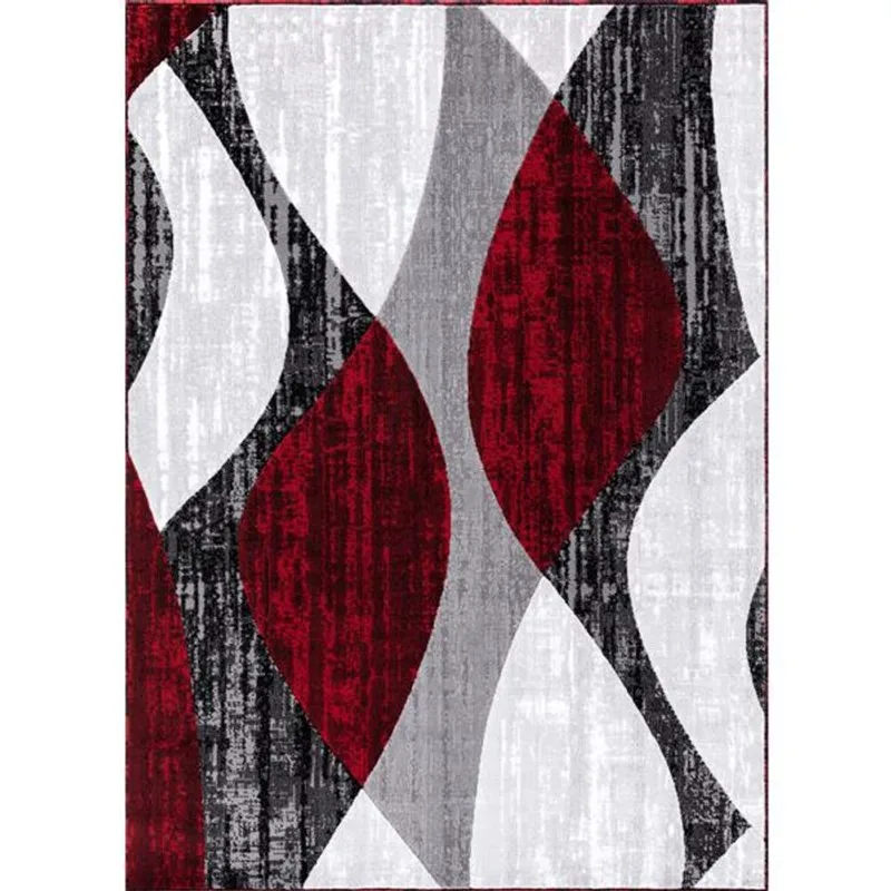 Segma Whirlred Area Rug - 5-ft x 8-ft - Polypropylene - Gray/Red