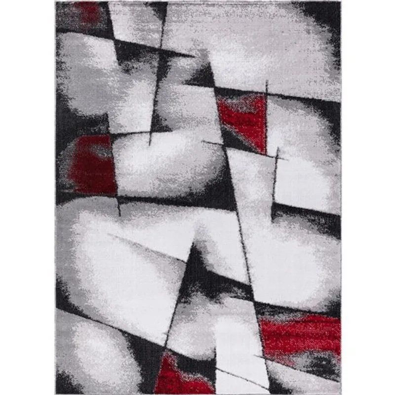 Segma Geored Area Rug - 5-ft x 8-ft - Polypropylene - Gray/Red