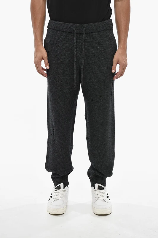 1500~Distressed Wool-Blend Joggers L