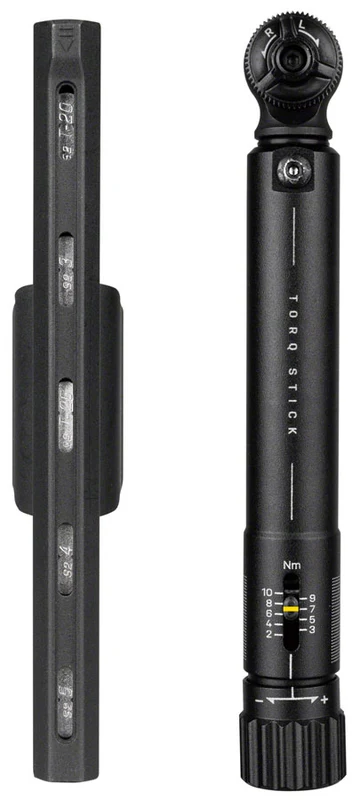 Topeak Torq Stick Ratcheting Torque Wrench - Adjustable 2-10Nm Range 5 Piece Bit Set Black