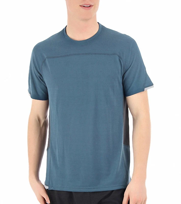 prAna Men's Vertigo Yoga Crew Short Sleeve Storm Blue / L