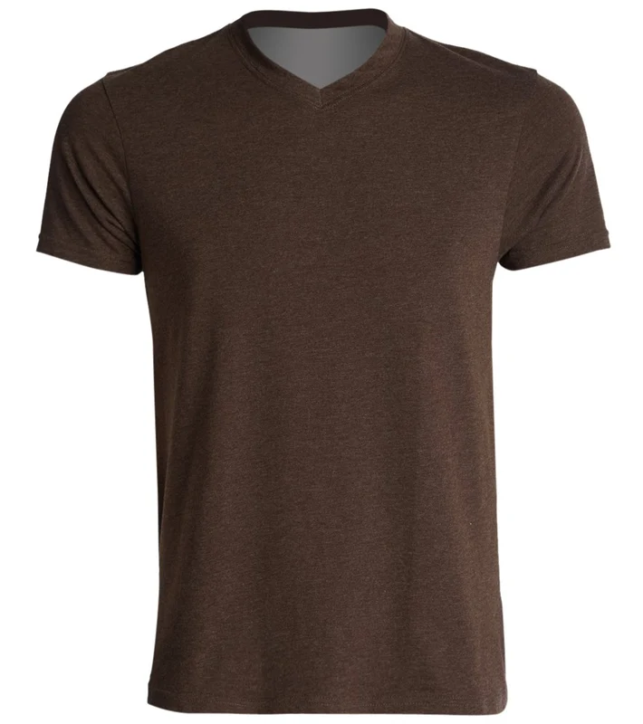 prAna Men's V Neck Short Sleeve Workout Tee Brown Heather / XXL