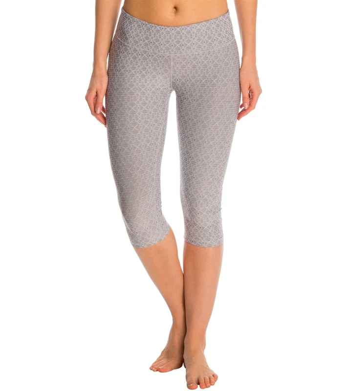 prAna Misty Knicker Yoga Capris Silver Jacquard / XS