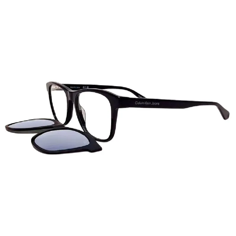 Armação de Óculos de Grau com Clipon Unissex Calvin Klein Jeans Retangular CKJ23643 Cor Preto
