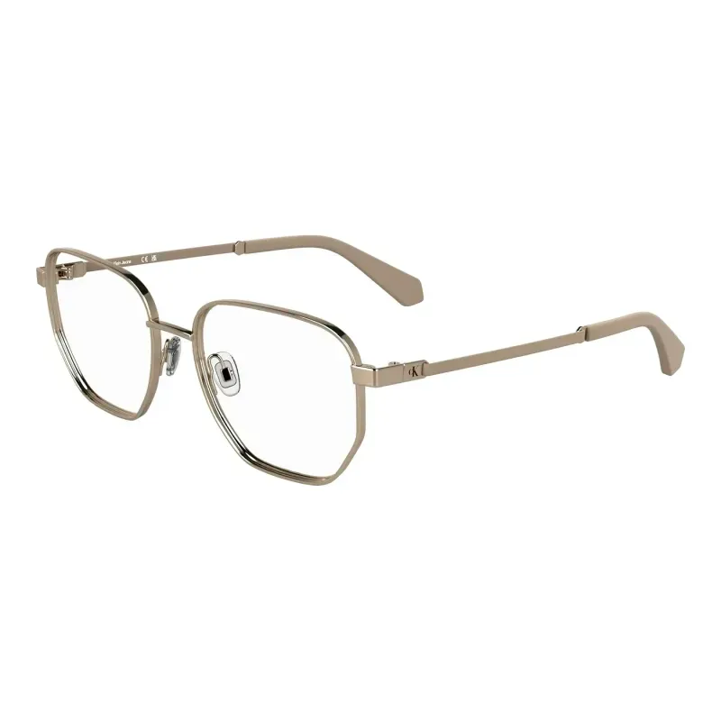 Armação de Óculos de Grau Unissex Calvin Klein Jeans Geométrico CKJ25203 Cor Dourado Rosê