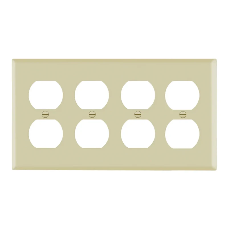 Enerlites 8824-I Standard 4-Gang Duplex Wall Plate, Ivory