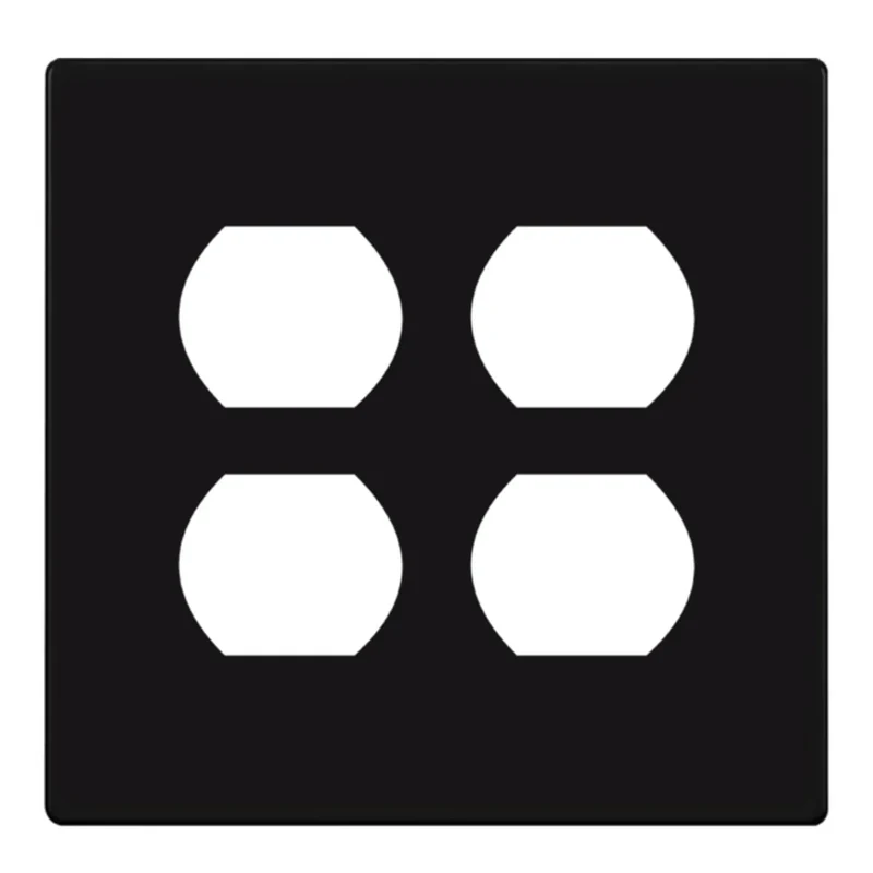 Enerlites SI8822 Standard 2-Gang Duplex Screwless Wall Plate, Black