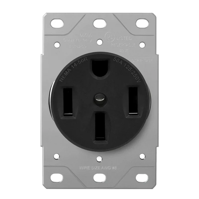 Enerlites 66500 Flush Mount EV/RV Receptacle, 50 Amp, NEMA 14-50R Weather-Resistant