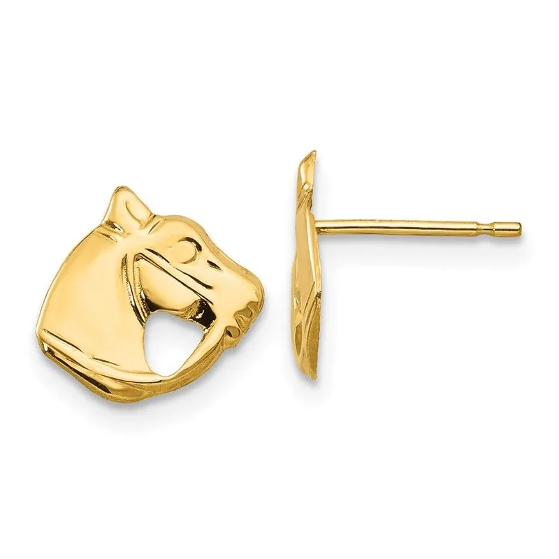 14k Madi K Brincos De Cabeça De Cavalo Polido