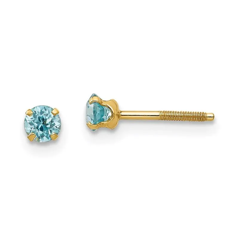 14k Madi K 3mm Brincos De Zircão Azul