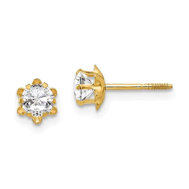 14k Madi K 4mm Sintético (abr) Screwback Brincos