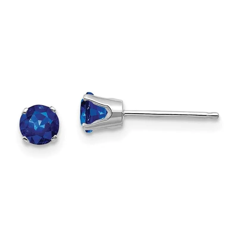 14k Ouro Branco 4mm Safira Stud Brincos