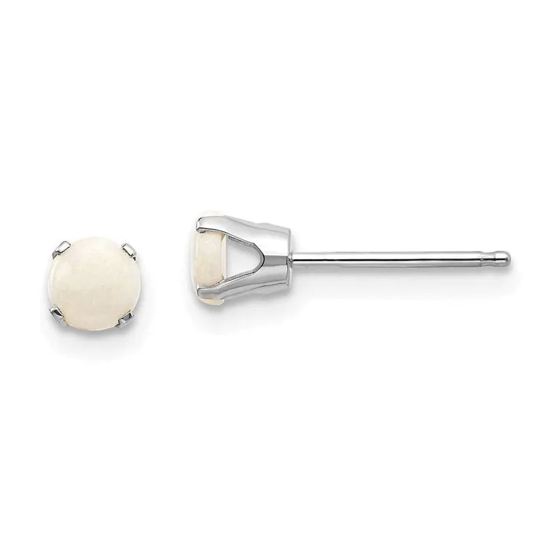 14k Ouro Branco 4mm Opala Stud Brincos