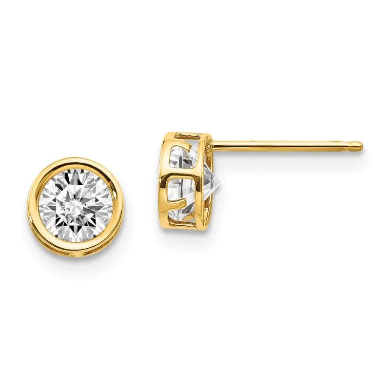 14k 5mm Luneta Branco Topázio Stud Brincos
