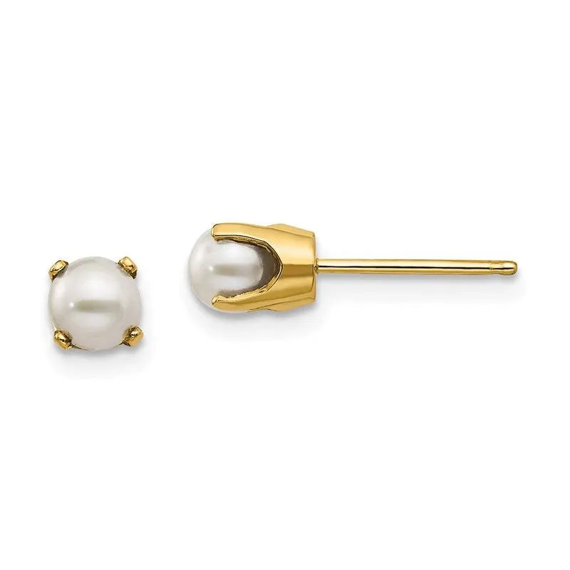 14k 4mm Junho/fw Cultivado Pérola Post Brincos