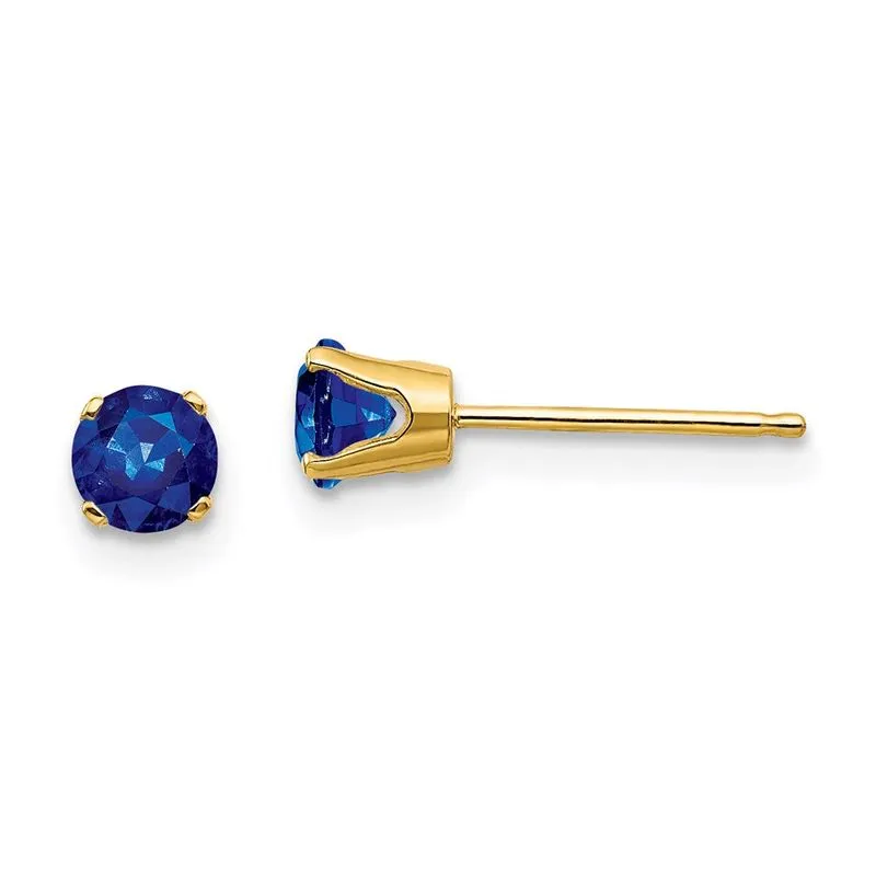 14k 4mm Setembro/safira Brincos De Correio