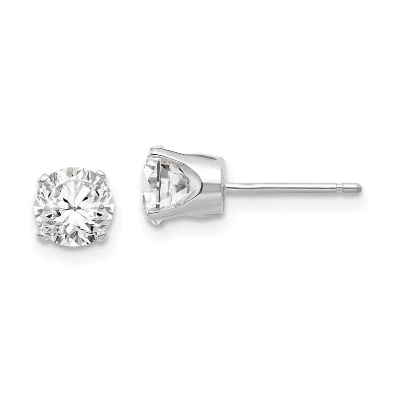 14k Ouro Branco 5.5mm Cz Brincos De Prego