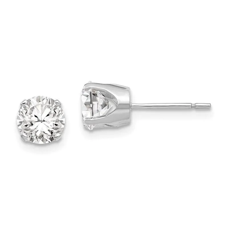 14k Ouro Branco 5.75mm Cz Brincos De Prego