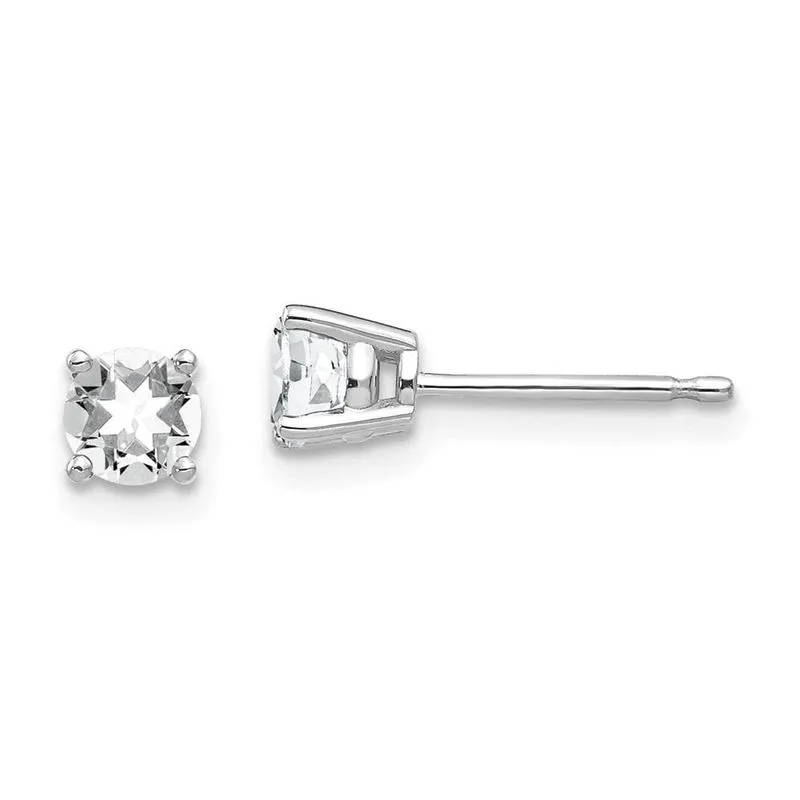 14k Ouro Branco 4mm Brincos Cúbicos De Zircônia