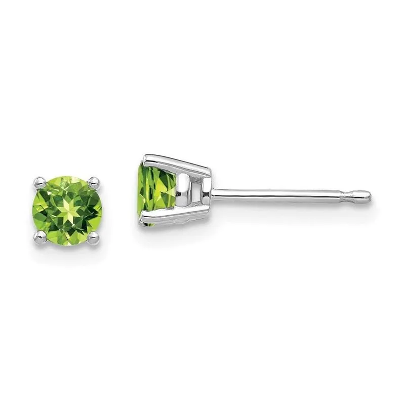 14k Ouro Branco 4mm Peridot Brincos