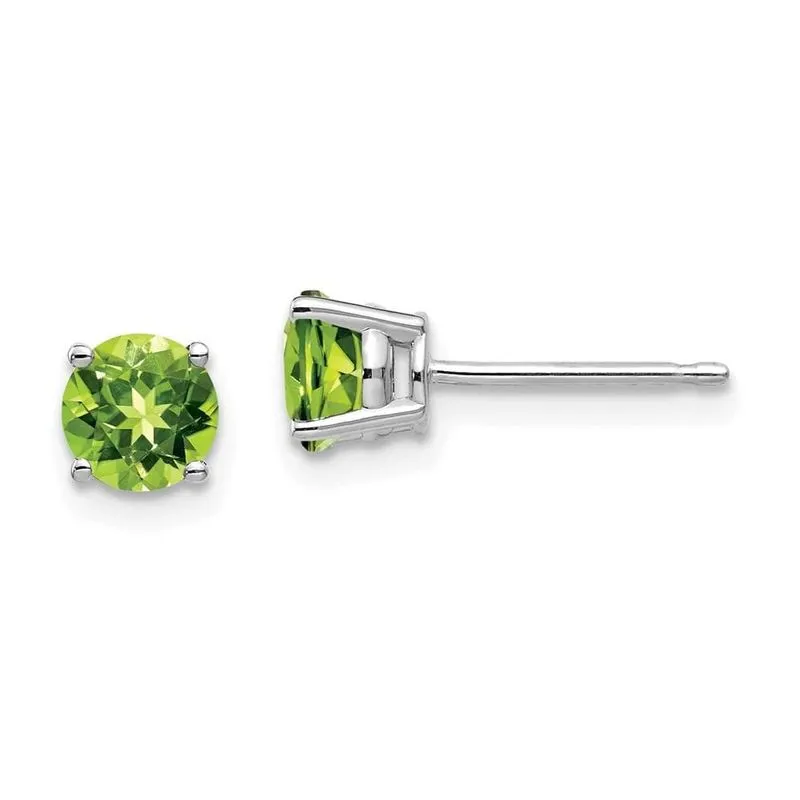 14k Ouro Branco 5mm Peridot Brincos