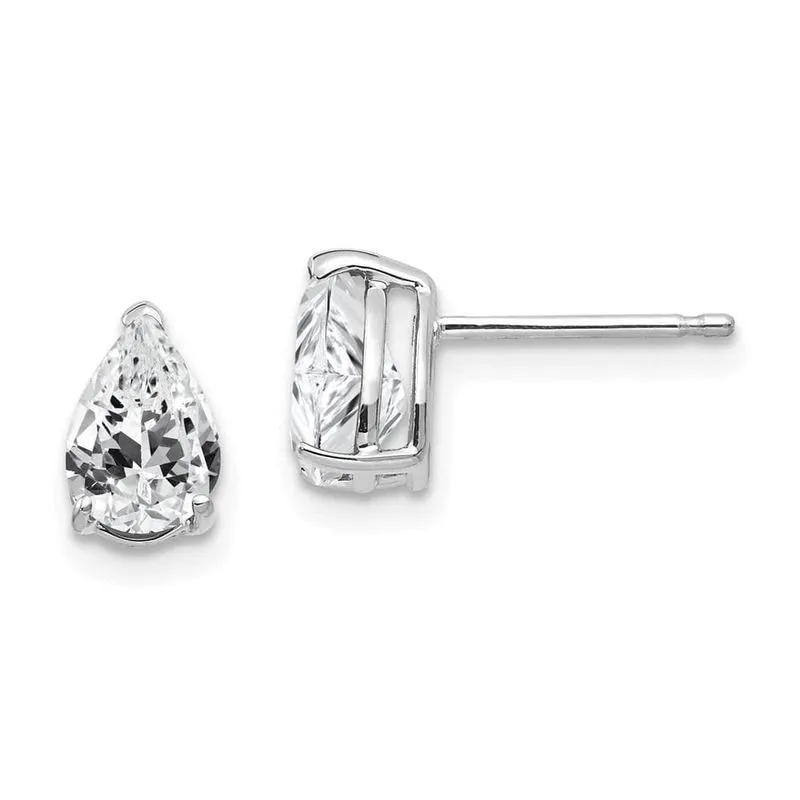 14k Ouro Branco 7x5mm Pera Cúbica Zircônia Brincos