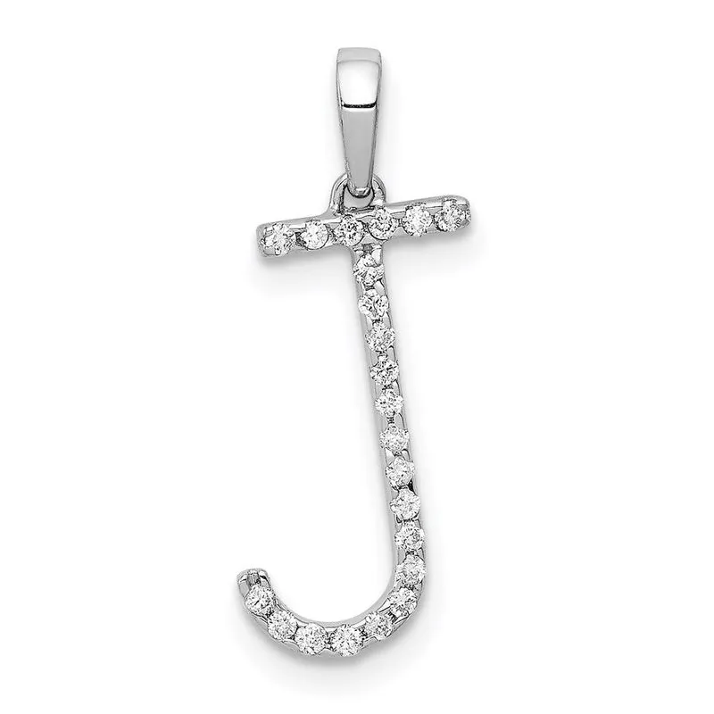 14k Ouro Branco Diamante Inicial J Pingente