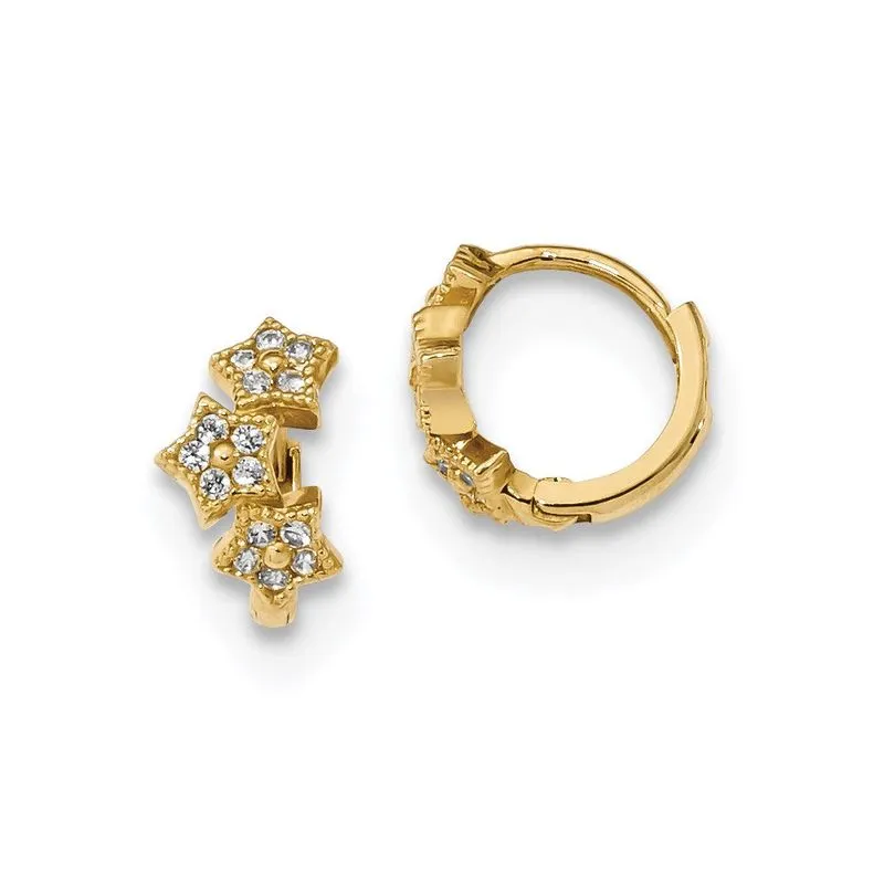 14k Madi K Cz 3-star Brincos De Aro Articulado