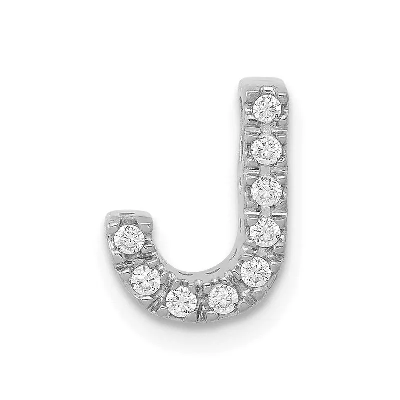 14k Diamante De Ouro Branco Inicial J Charm