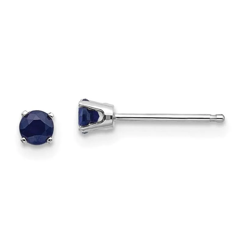 14k Ouro Branco 3mm Safira Stud Brincos