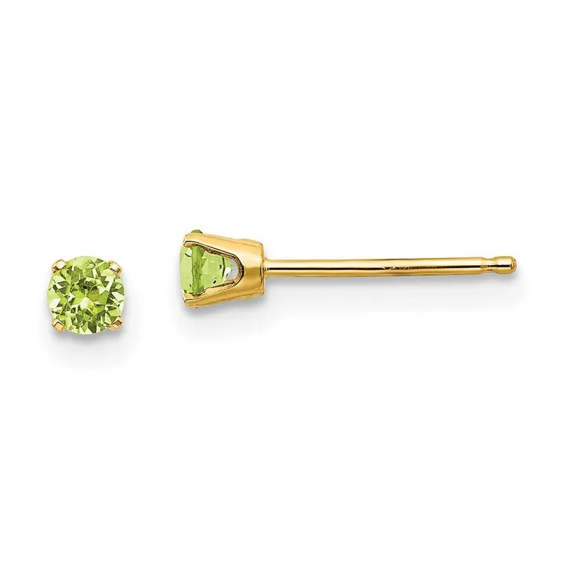 14k 3mm Agosto/peridot Post Brincos
