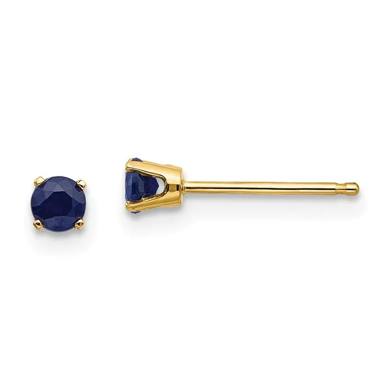 14k 3mm Setembro/safira Post Brincos