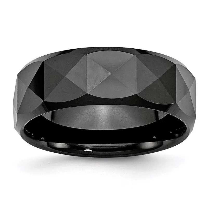 Cerâmica Facetada Preta 8mm Polida Banda De Borda Chanfrada