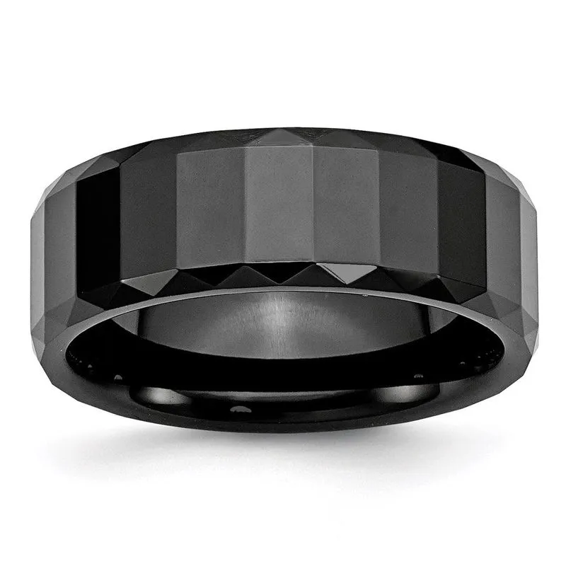 Cerâmica Preta Facetada 8mm Polida Banda De Borda Chanfrada