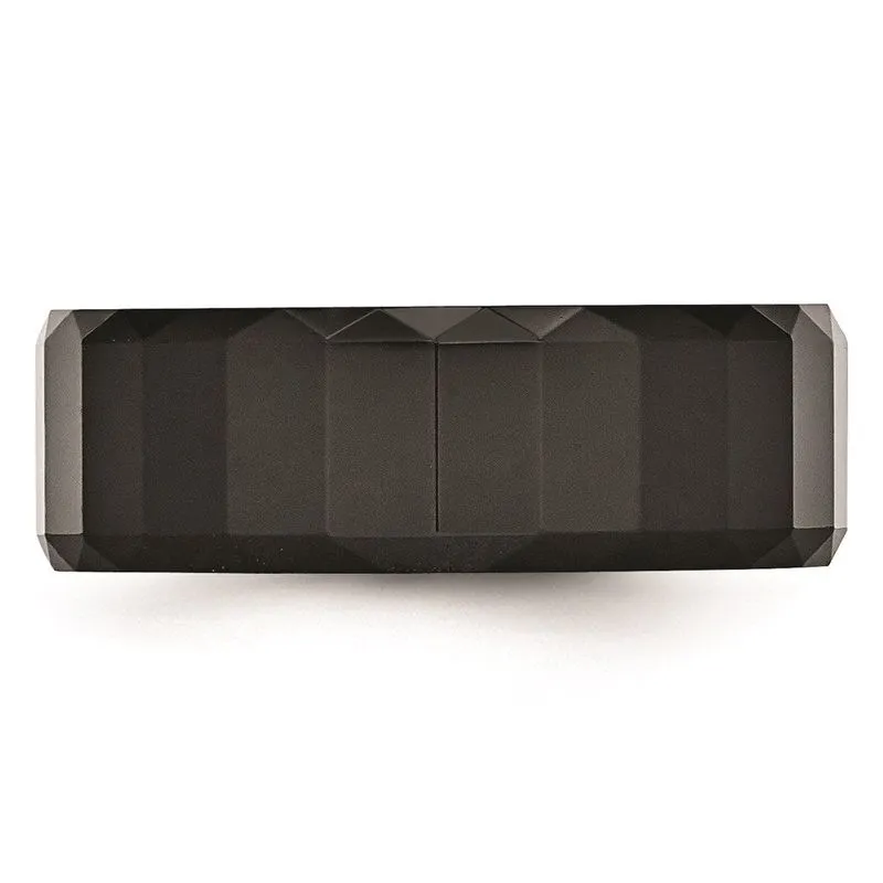 Cerâmica Preta Facetada 8mm Polida Banda De Borda Chanfrada