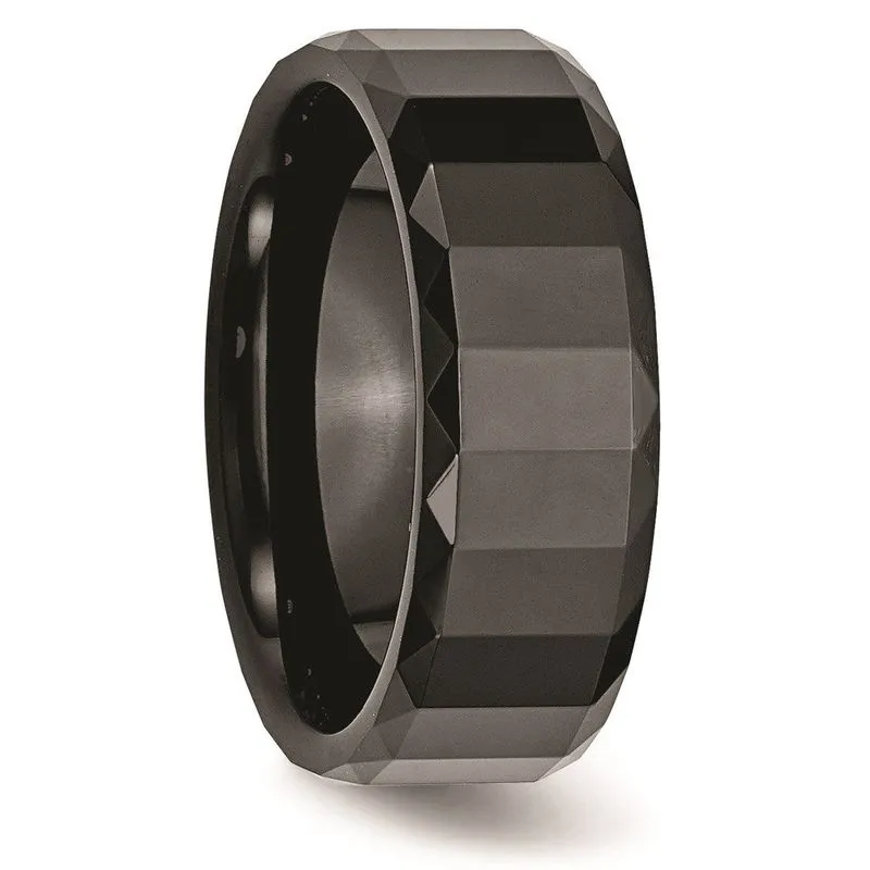 Cerâmica Preta Facetada 8mm Polida Banda De Borda Chanfrada