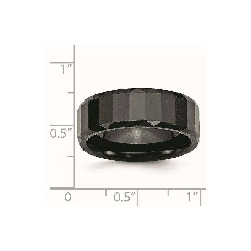 Cerâmica Preta Facetada 8mm Polida Banda De Borda Chanfrada