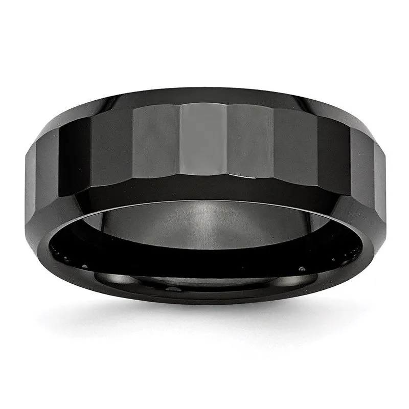 Cerâmica Preto Facetado Borda Chanfrada 8mm Banda Polida