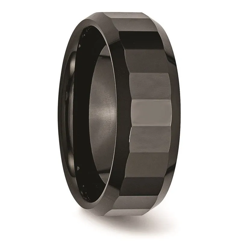 Cerâmica Preto Facetado Borda Chanfrada 8mm Banda Polida
