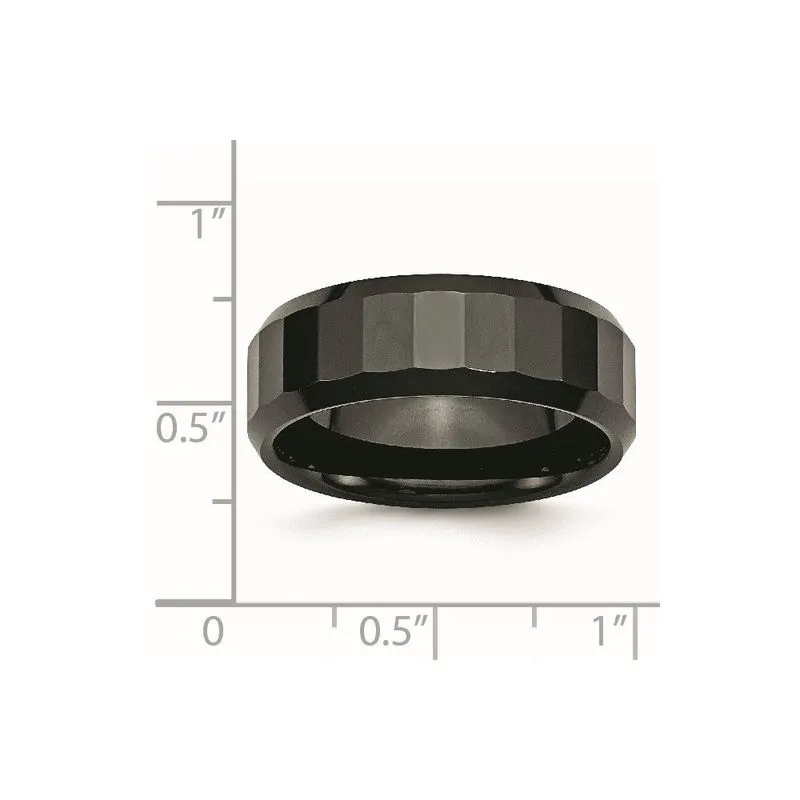 Cerâmica Preto Facetado Borda Chanfrada 8mm Banda Polida