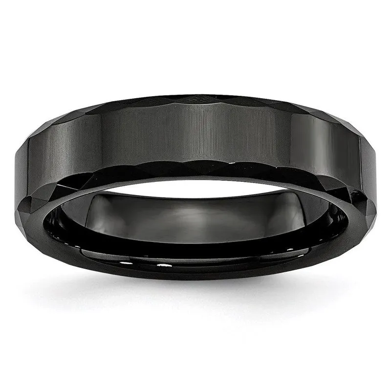 Cerâmica Preto Facetado E Borda Chanfrada 6mm Banda Polida