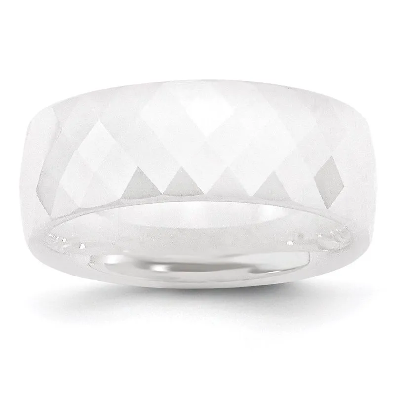 Cerâmica Branca Facetada 8mm Banda Polida
