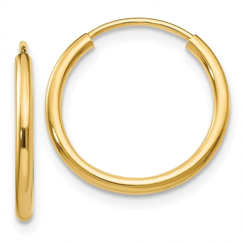 14k 1.5mm Polido Redondo Infinito Argolas