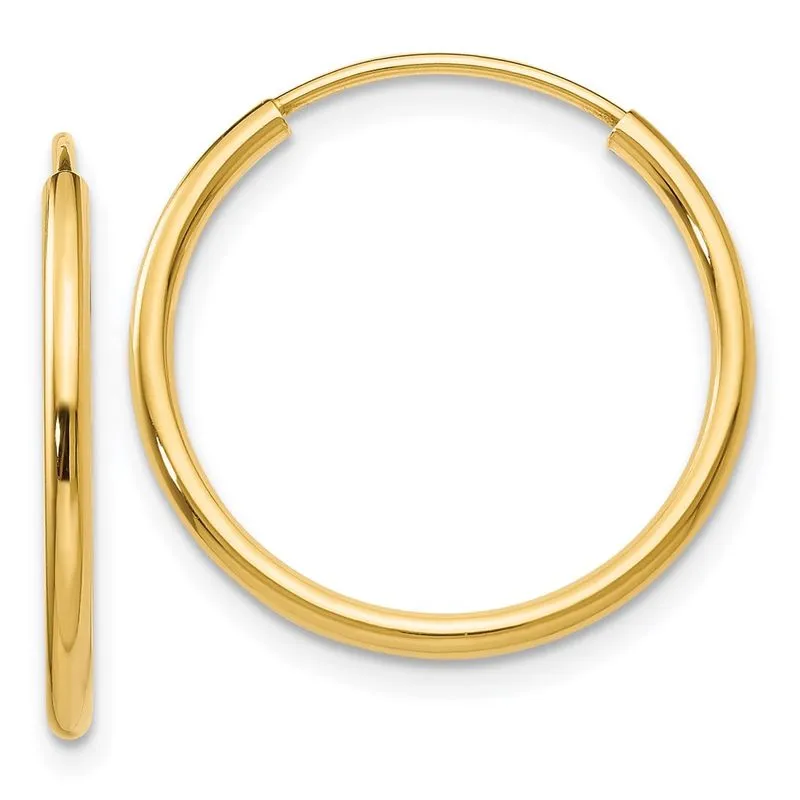 14k 1.5mm Polido Redondo Infinito Argolas