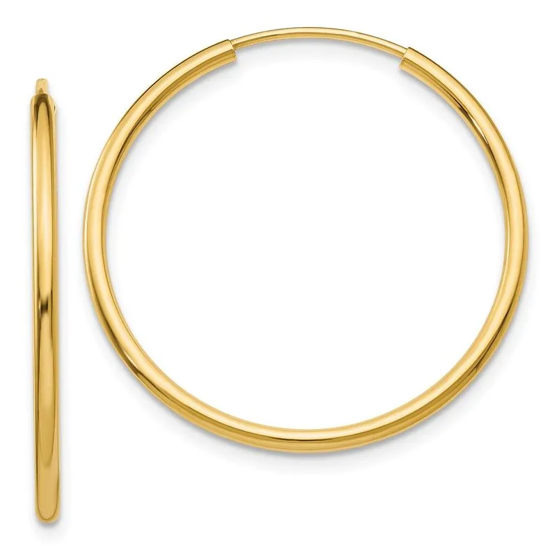 14k 1.5mm Polido Redondo Infinito Argolas