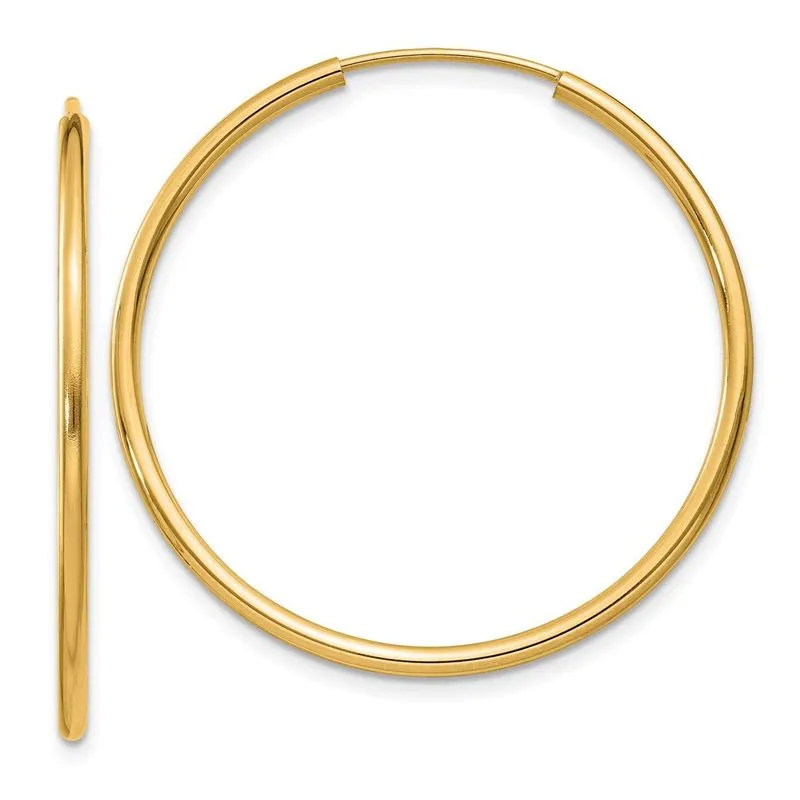 14k 1.5mm Polido Redondo Infinito Argolas